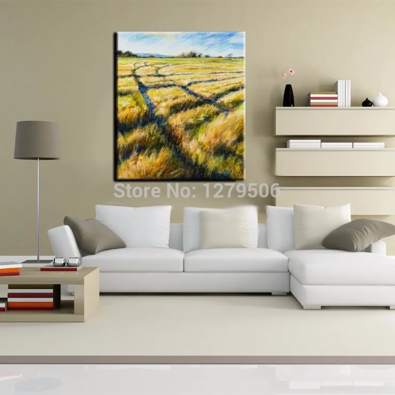 Handmade Unique Fall Landscape High Quality Beautiful Wheat Field Painting On Canvas For Bed Room Wall Decor Wholesale Price.jpg