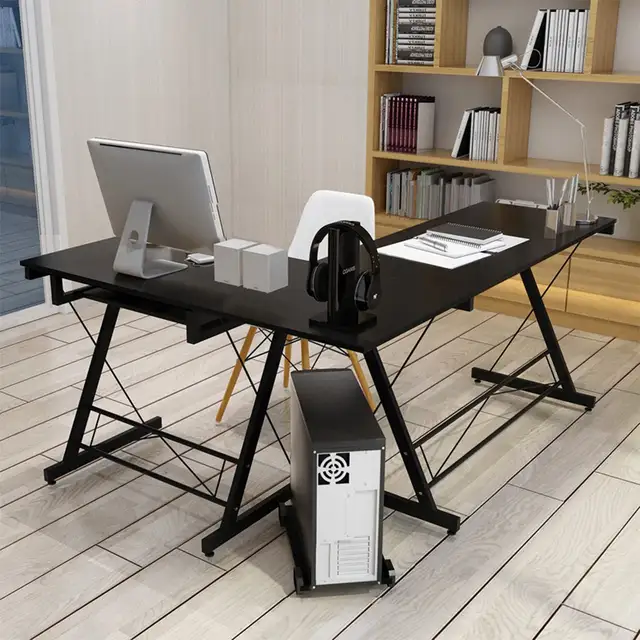 Home Office Corner Laptop Desk Adjustable Computer Table Steel