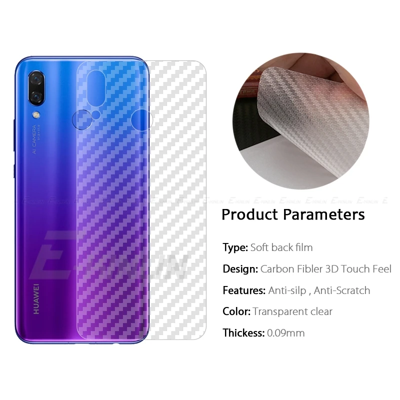 3D карбоновая защитная пленка на задний экран для Huawei Nova 4e 4 3i 3e 3 2i 2S 2 Lite Plus Young Smart 2017