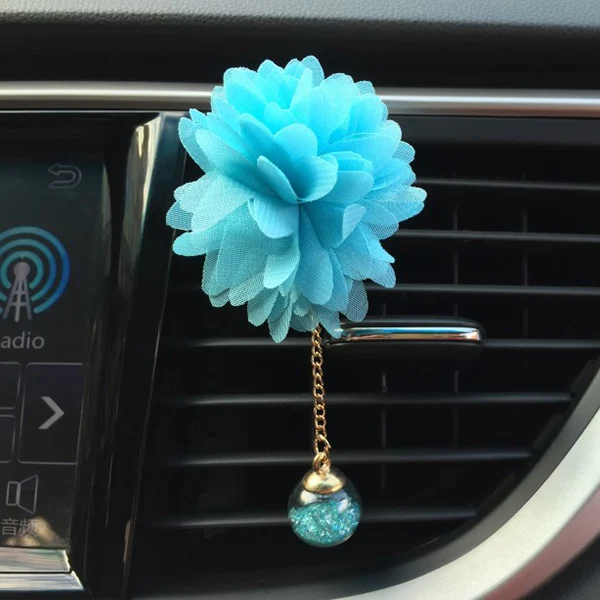 3D цветок подвеска ароматизатор в автомобиле освежители воздуха ароматизаторы авто духи Арома диффузор на выходе вентиляционный Зажим Автомобильный аксессуар для девочки - Название цвета: Синий