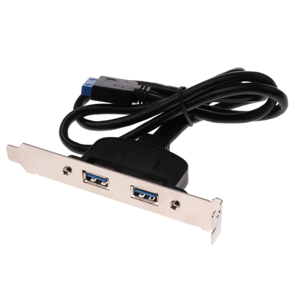 Dual USB 3.0 Female Rear Back Panel to Motherboard 20pin Connector Cable 