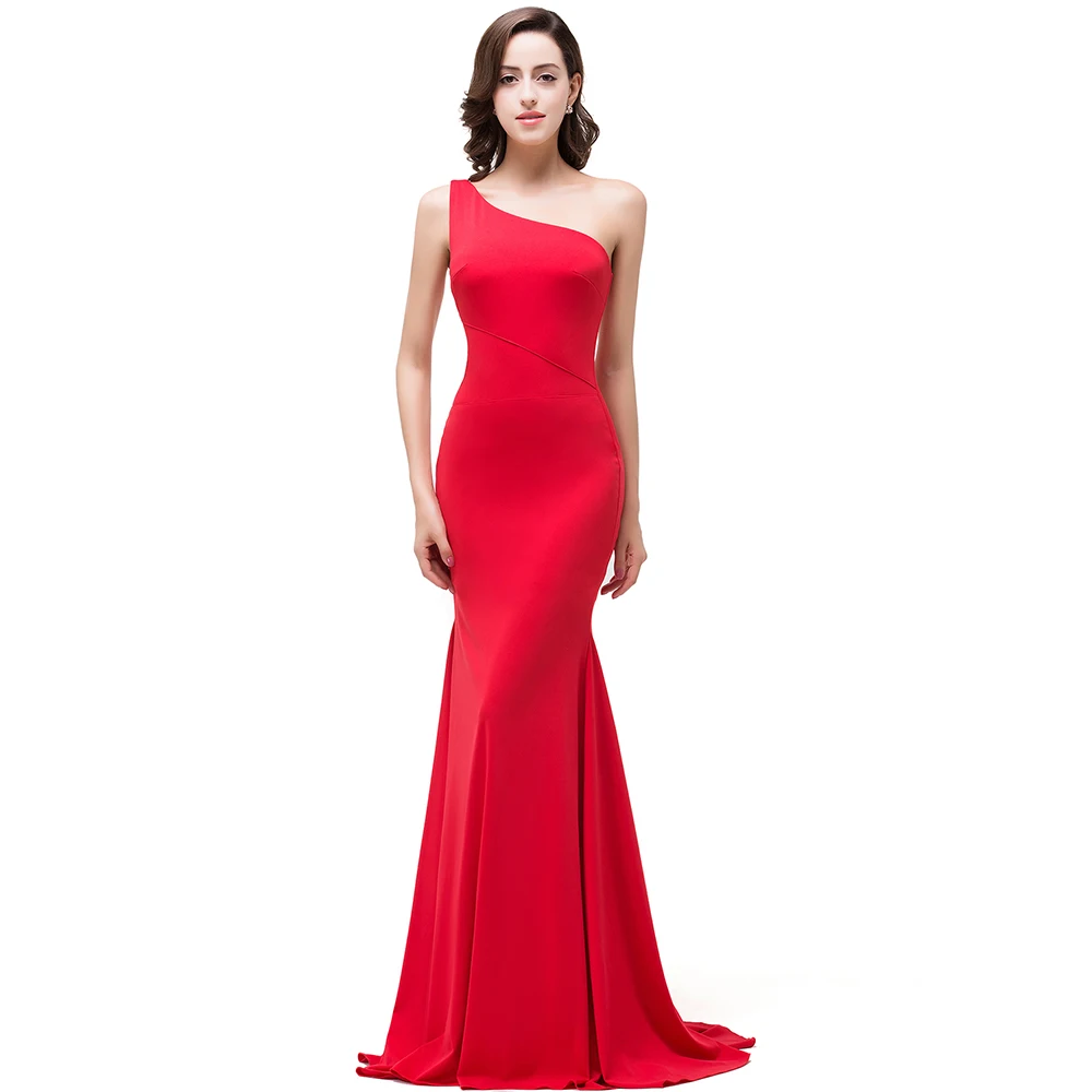 

[Final Clear out] Evening Gown 2019 New One Shoulder Mermaid Elegant Red Long Evening Dress Formal Gown Vestido De Festa Longo