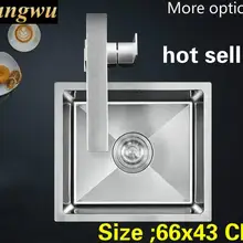 Бытовая большая кухонная ручная раковина одинарная мойка высокого качества 304 нержавеющая сталь Горячая 660x430 мм