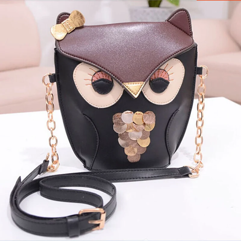 korean style mini shoulder bag high quality chain owl small crossbody bag black korean style mini shoulder bag high quality chain owl small crossbody bag black