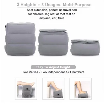 

Travel Foot Rest Pillow Inflatable Height Adjustable Kids Flight Footrest Pillow Two Valves Design Inflatable Foot Rest Pillow