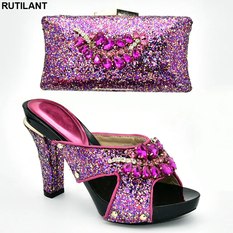

New Arrival Italian Shoe and Bag Set for Party In Women Shoes and Bag Set African Sets 2019 Nigerian Party Pumps Slip on Shoes