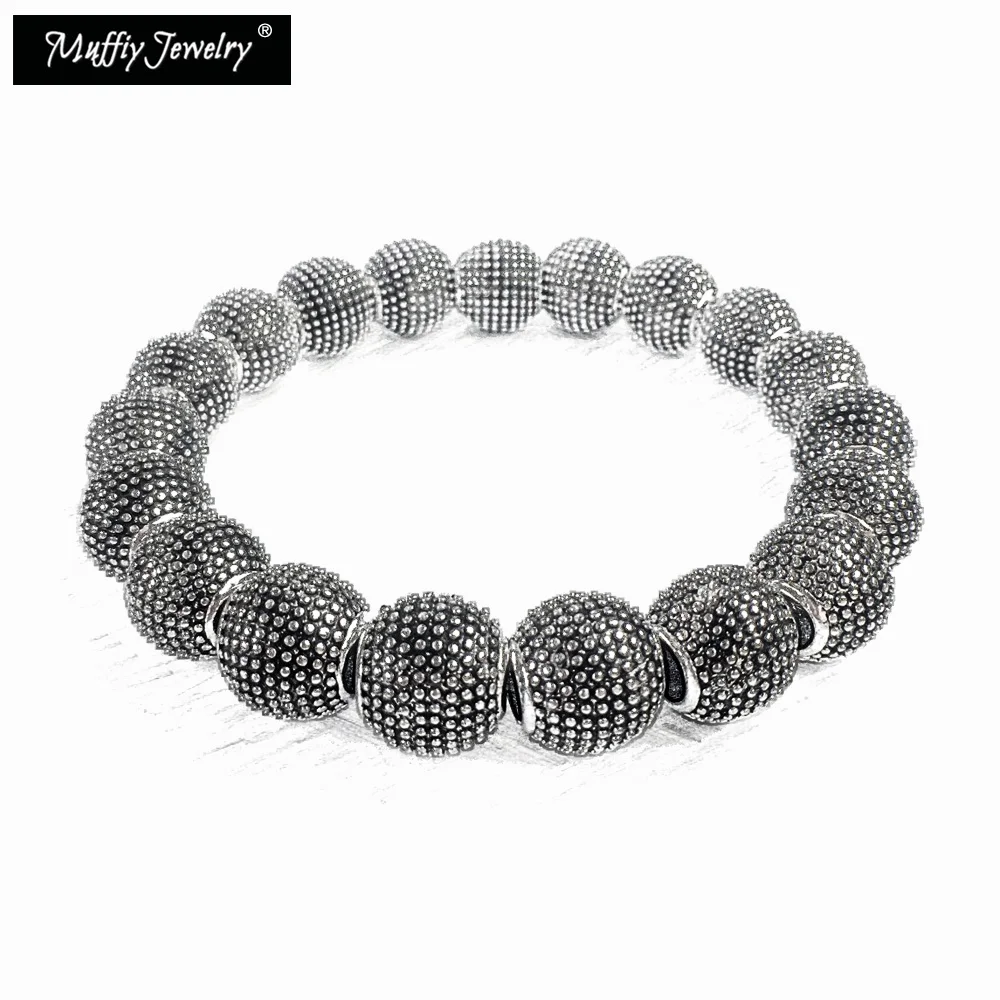 

10mm Kathmandu Ethnic Bead Strand Bracelets,2018 Ts Super Deals Heart Gift In Silver,Thomas Style Rebel Gift for Men & Women