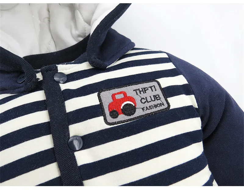 100% Cotton Newborn Striped Cartoon Car Winter Romper Long Sleeve Baby Warm Clothes Kids Cute Hooded Single Breasted Outwear07