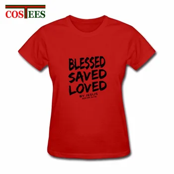 

Women's Funny T-shirt Christian Jesus T shirt camisa femme BLESSED SAVED LOVED by John 3.16 Bible Lines tee shirt woman camiseta