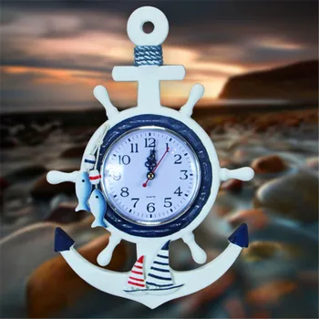

1Pcs Mediterranean style Creative Wall Clock Solid Wood Romantic Living room the bedroom wall clock Bedroom home decoration