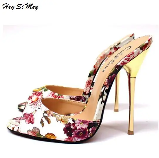 

Slippers Top Metal Thin Heels and High heels 13cm 2018 Women Shoes Slides Drag Queen CD Size 40-48 High