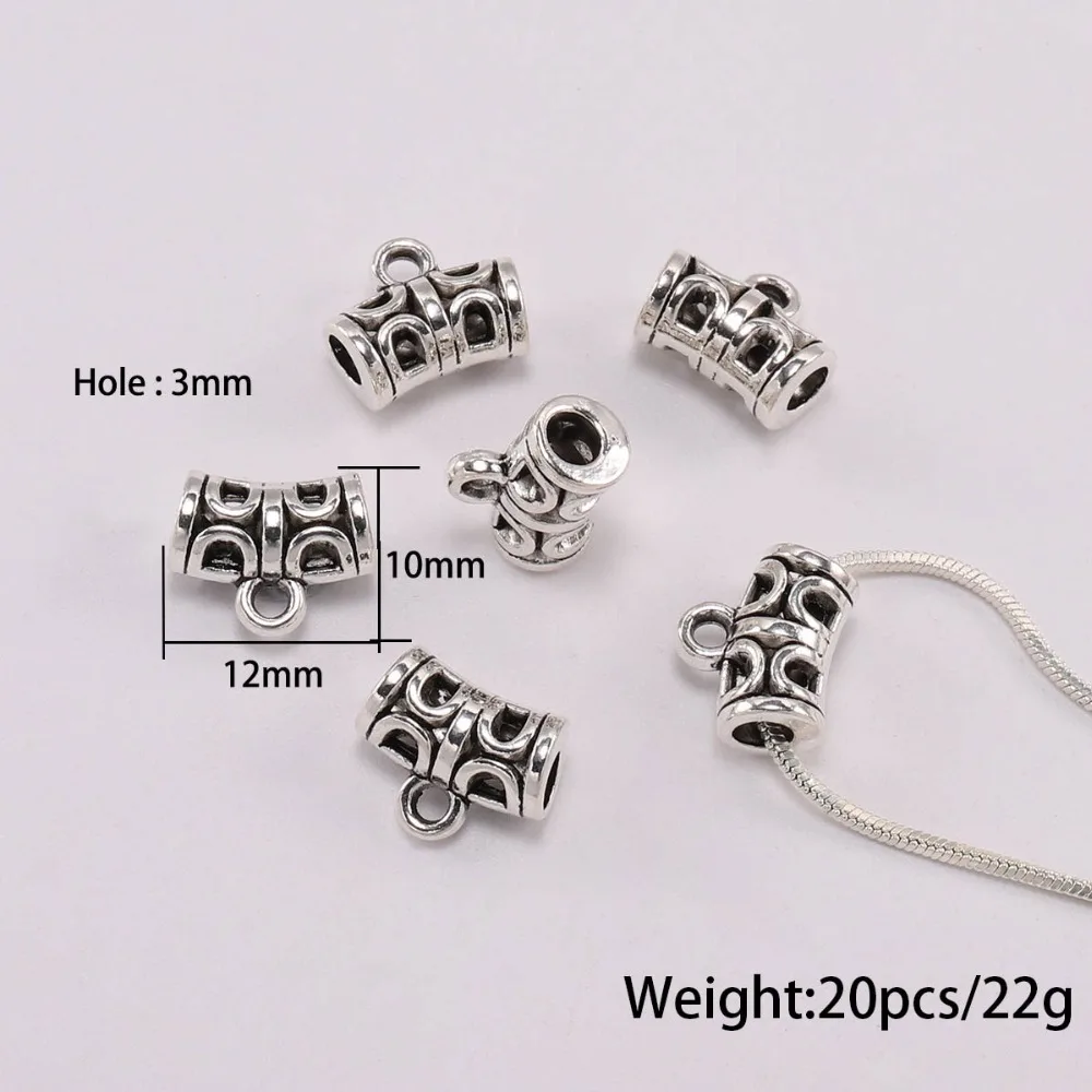 20Pcs  Pendant Clasp DIY Jewelry necklace Clip Bail Beads Antique Silver
