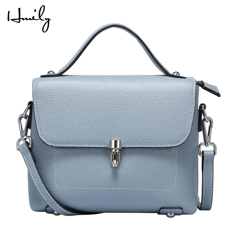 

HMILY Women Handbags Genuine Leather Female Shoulder Messenger Bag All-match Trendy Ladies Casual Daily Bag Real Cowskin Package