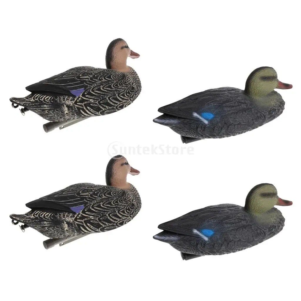 4 Pieces 3D Lifelike Floating Mallard Duck Decoy Black Duck Hunting Decoys Garden Yard Lawn Decor Greenhand Gear