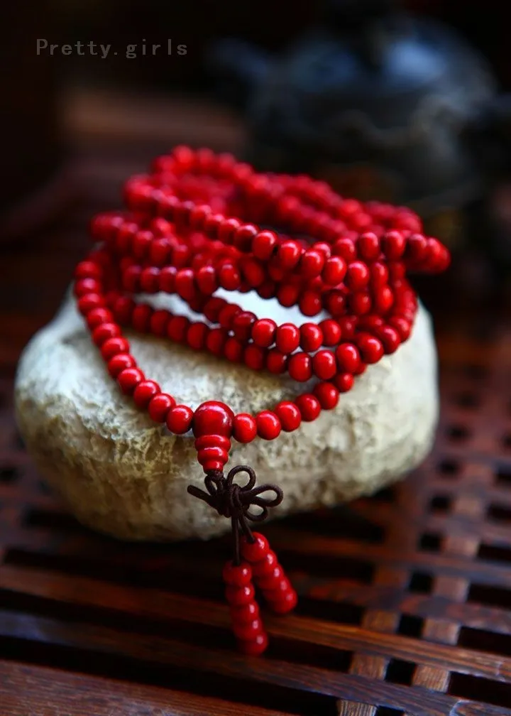 Ювелирные изделия из красного сандалового дерева, бусины 6 мм, многослойные браслеты Будды для мужчин/женщин, подарок на удачу, модный шарм
