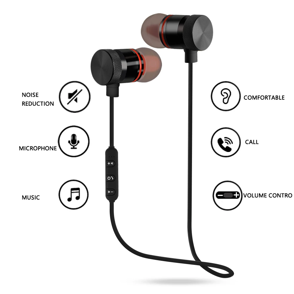 Беспроводные наушники Bluetooth Металлические магнитные HIFI для стереонаушников