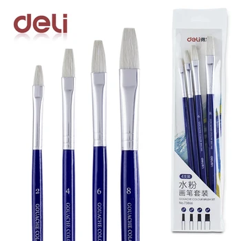 

Deli 4pcs gouache paint brush pen set quality wood wool for school drawing brushes for watercolor acrylic oil art supplies gifts