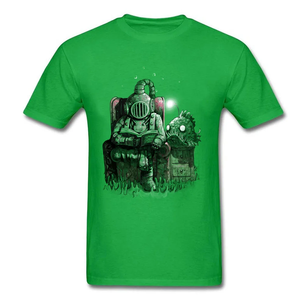 Reading diver Crew Neck Tshirts April FOOL DAY Tops Shirts Short Sleeve Fashionable 100% Cotton Geek T Shirt Slim Fit Youth Reading diver green