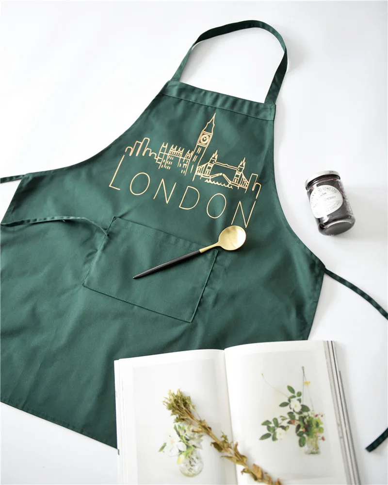 Men Women Apron Kitchen Cooking Baking Waterproof Oil-proof Apron Painting Work Clothes Hotel Coffee Shop Aprons Lengthen (11)