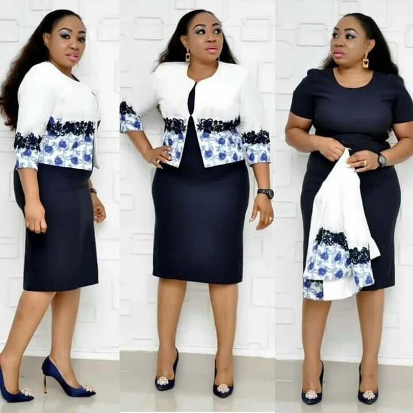 

African Clothes Two Pieces Set Women Office Lady 5XL Printed Coat&Short Sleeve Pencil Bodycon Dress Suit Plus Size XL-5XL Party