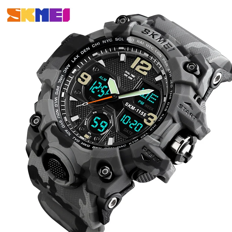 Relojes deportivos militares de lujo de marca SKMEI para hombre reloj Digital LED analógico de cuarzo para hombre relojes de pulsera de doble pantalla a prueba de agua
