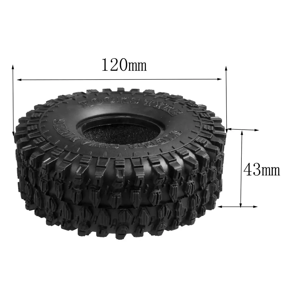 RC Crawler 120mm OD Tire Tyre w// Foam for 1//10 1.9/" Wheels Axial SCX10 D90 TRX-4