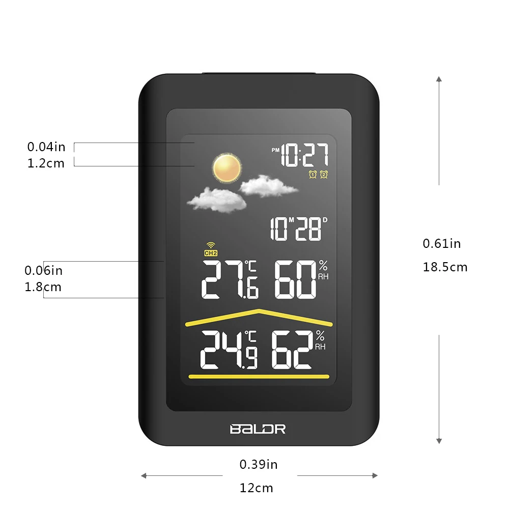 Baldr Цифровая метеостанция в/на открытом воздухе температура Humdity сенсор повтора таймер двойной будильник барометр термометр часы ЕС Plug