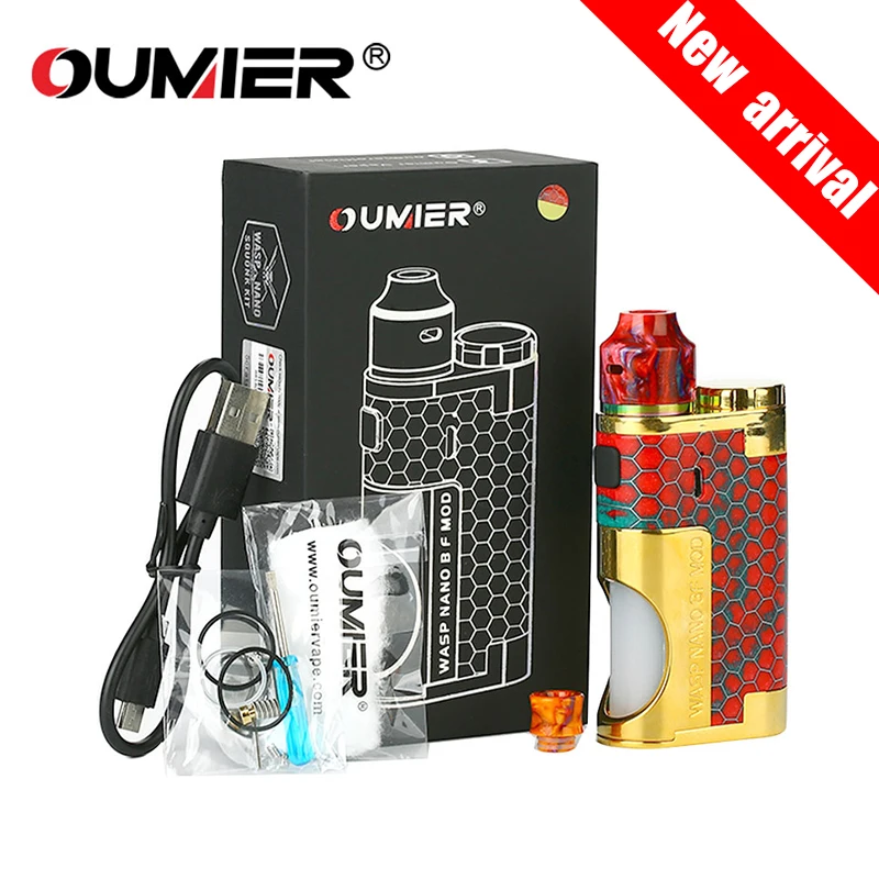 

Original OUMIER WASP NANO Squonk Kit with 8ml Bottle WASP NANO RDA Single Coil RDA E-cig Vape fit 18650 battery