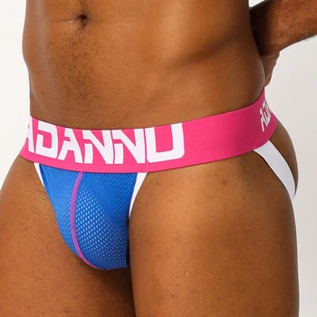 

Sexy Men Underwear Thongs Cotton Mens Jockstrap Briefs Man G String Thongs Men's Underpants Lingerie Mesh Breathable AD154