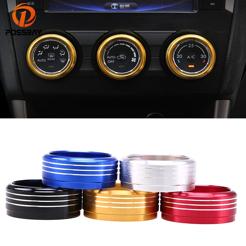 POSSBAY Car Air Conditioning Knob Decorative Circle Cover for Subaru