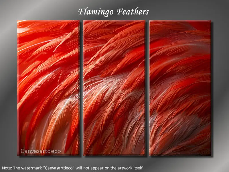 2013Huge 3 Panel Modern Beauty &quotFlamingo Feathers&quot | Дом и сад