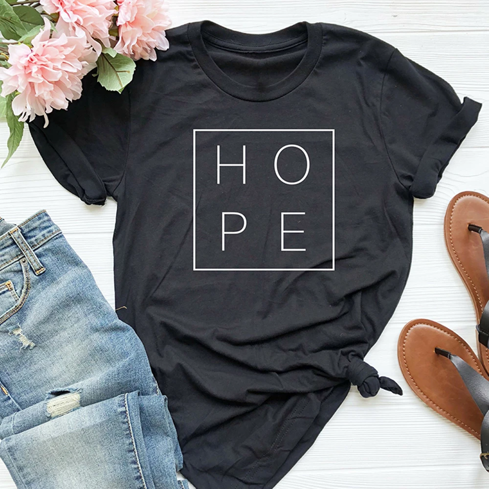 Летний Для женщин Повседневное футболка Вера Надежда Любовь футболка для христианина женские Harajuku топы с короткими рукавами