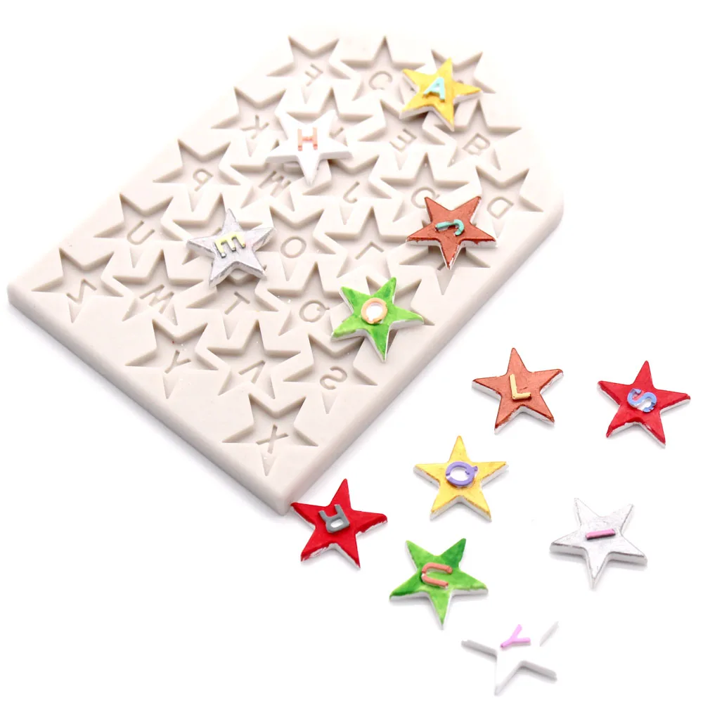 Aouke "пятиконечная звезда" Письма украшения формы для тортов силиконовая форма Сахарная паста конфеты шоколадная мастика глины пресс-форма для J144