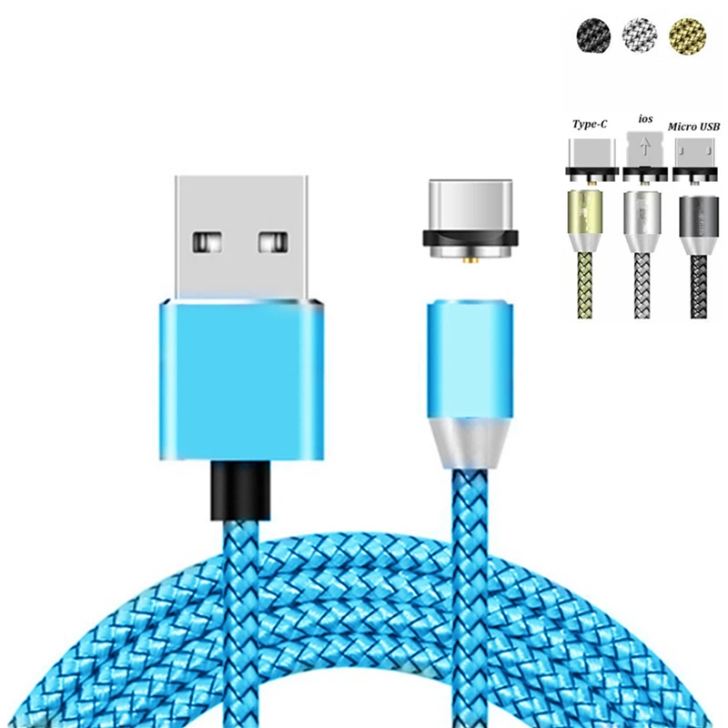 

360 LED Magnetic Charging Cable for iPhone 7 8 X XS XR Phone battery Magnet Charger Micro USB V8 Cable Wire For xiaomi samsung