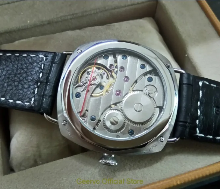 47 мм GEERVO Asian 6497 17 jewels механические ручные наручные часы, светящиеся резные декоративные узоры, чехол, механические часы 184-8a