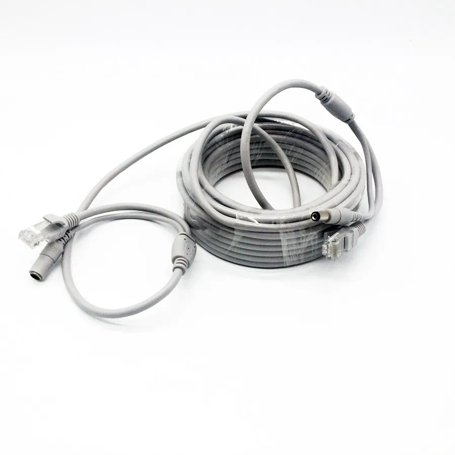 Сеть Мощность кабель 15 м 49.2ft RJ45 Ethernet Порты и разъёмы 2in1 Питание& сетевой кабель-удлинитель для IP Камера Линия Кабельное телевидение Системы сетевой шнур