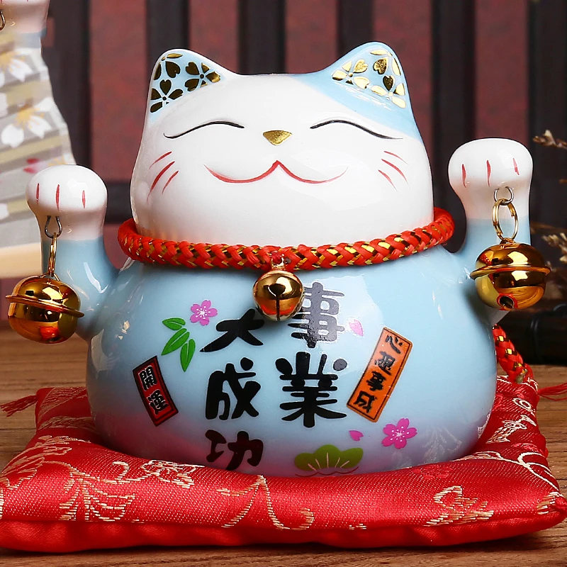 Китайские Рождественские подарки 4,5 дюймов Maneki Neko фарфор Lucky Cat домашний декор украшения Фортуна кошка копилка фэншуй ремесло