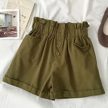 Стильная мини-юбка женская черная армейская зеленая однотонная с высокой талией Повседневная Корейская эластичная юбка с карманами Женская мода Jupe