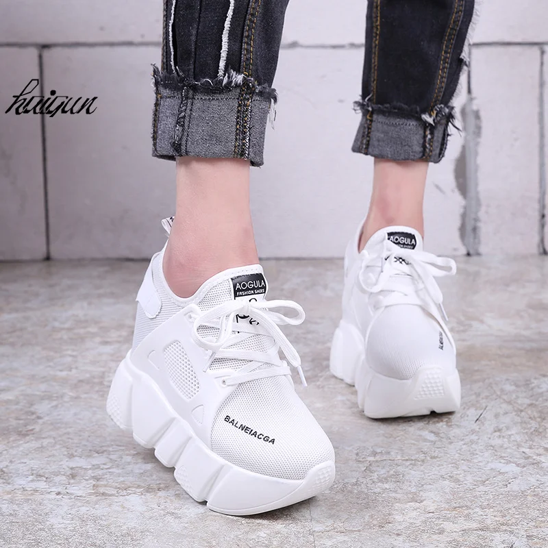 2019 New Women Height Increasing Sneakers Spring Summer Platform Wedge Heel Brand Lady Walking Shoes Red Black White 2019 New Women Height Increasing Sneakers Spring Summer Platform Wedge Heel Brand Lady Walking Shoes Red Black White