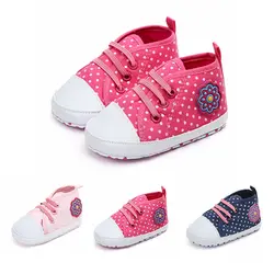 Весенне-Осенняя обувь для маленьких девочек мягкая детская подошва противоскользящая обувь для малышей в горошек Повседневная