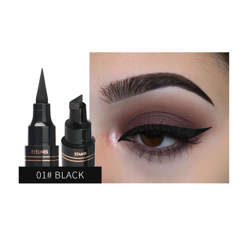 

QIBEST 1 Pc Double-Headed Liquid Eyeliner Pen Triangle Seal Eyeliner 2-in-1 Waterproof Eyes Makeup Eyeliner Eye Pencil TSLM2