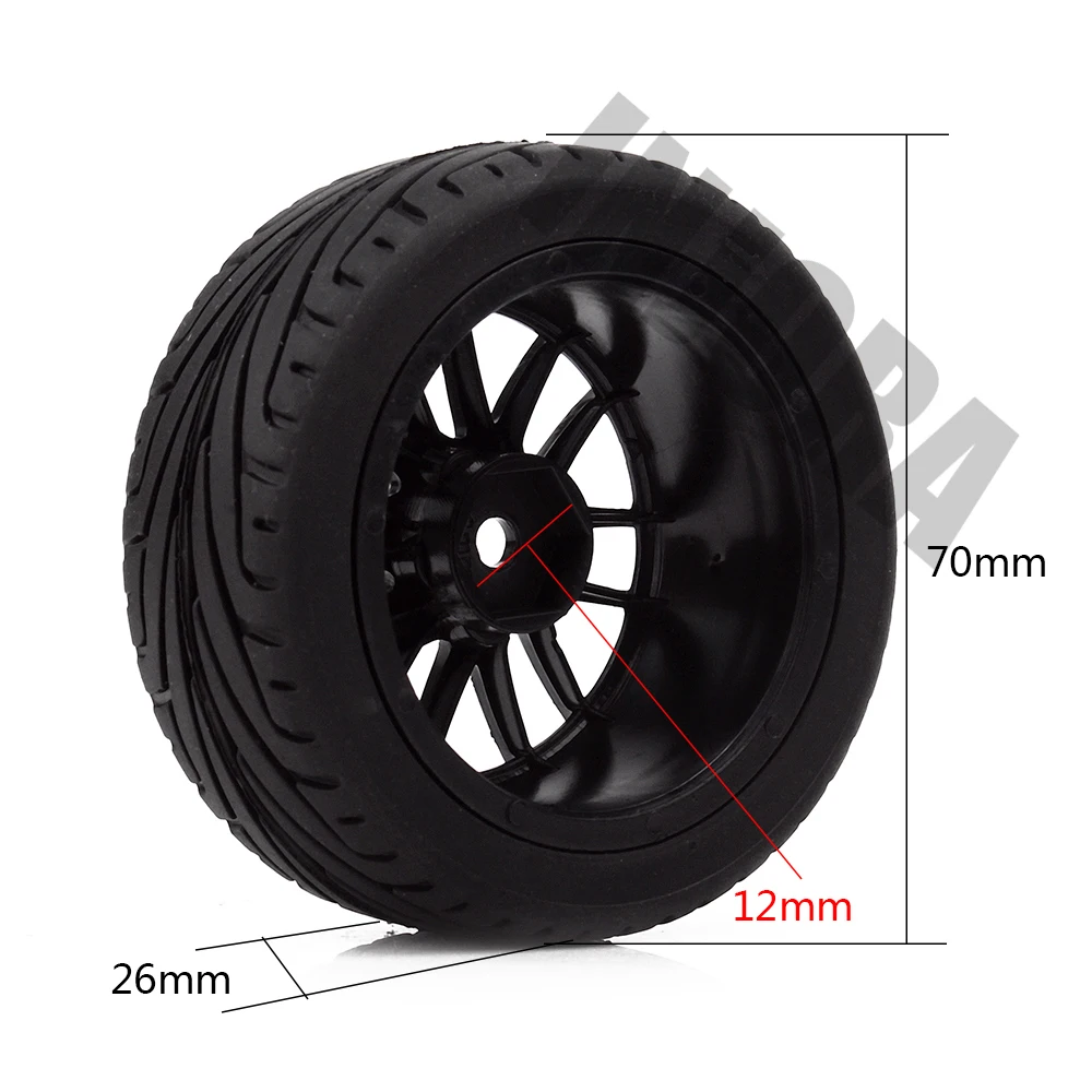 INJORA 70*26 мм резиновые шины и Пластиковые обода колеса для HSP HPI 1/10 RC автомобиль на дороге RC части автомобиля