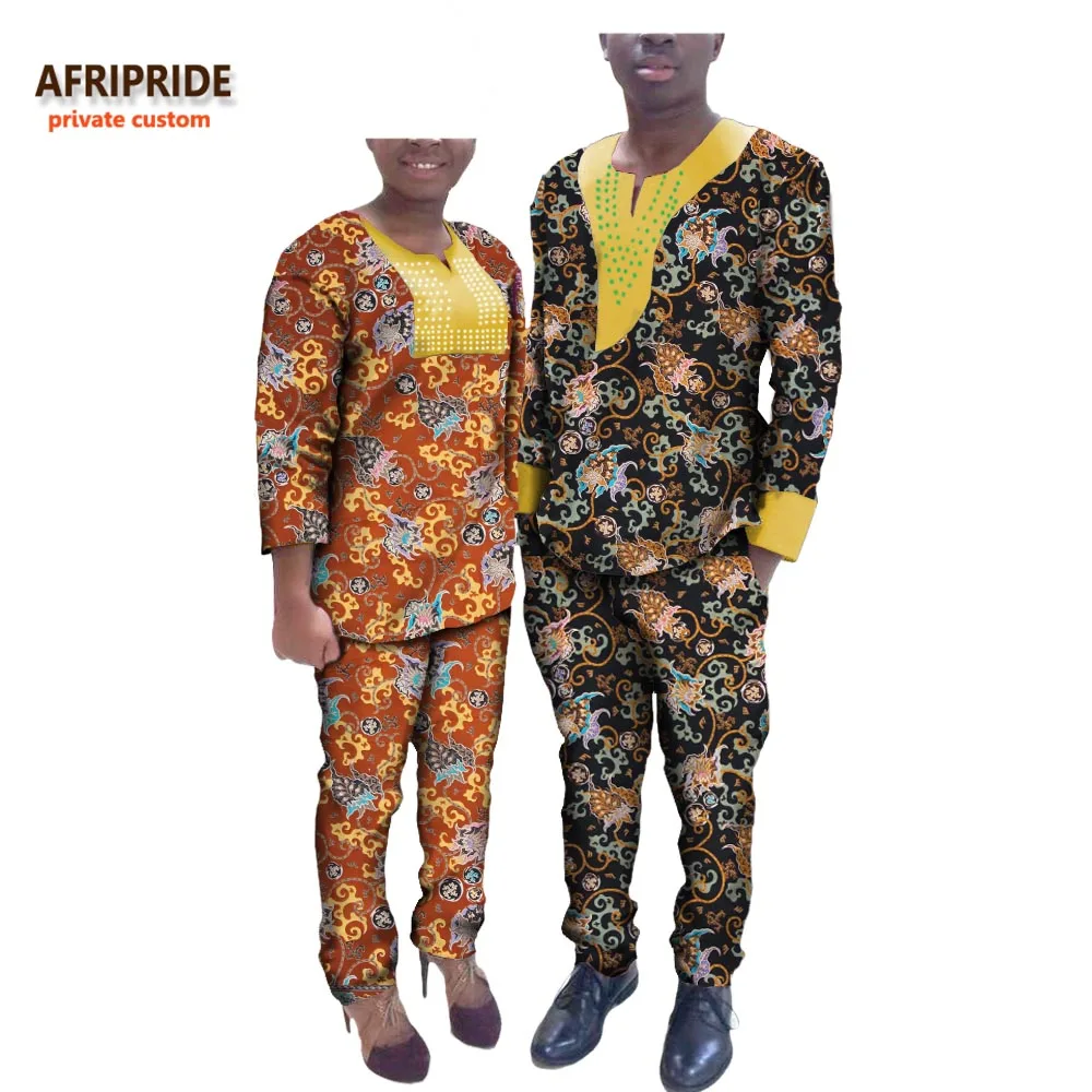 2019 осенняя одежда для пары AFRIPRIDE private custom sleevetop + штаны длиной до лодыжки, костюм для пары с бриллиантами на груди A72C01