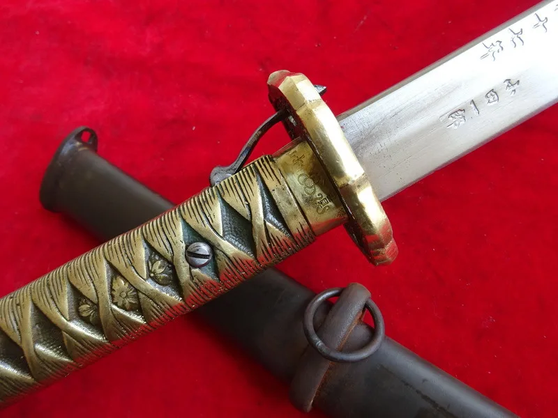 Японский военный армейский самурайский меч катана с медной ручкой