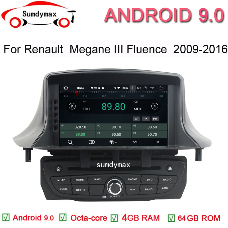 

4G RAM Android 9.0 Car DVD Player GPS Navigation Multimedia Stereo For Renault Megane 3 Fluence 2009-2015 Auto Radio Audio