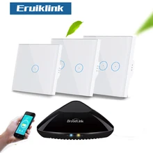 EU Wireless 1 2 3 Gang WiFi Light Switch, Ios Android Remote Touch Panel Switch Via Broadlink /Geeklink App Control,Smart Home funryn eu st2 1 2 3 gang rf433 light switch smart home automation remote control touch panel switch via broadlink rm pro rm2