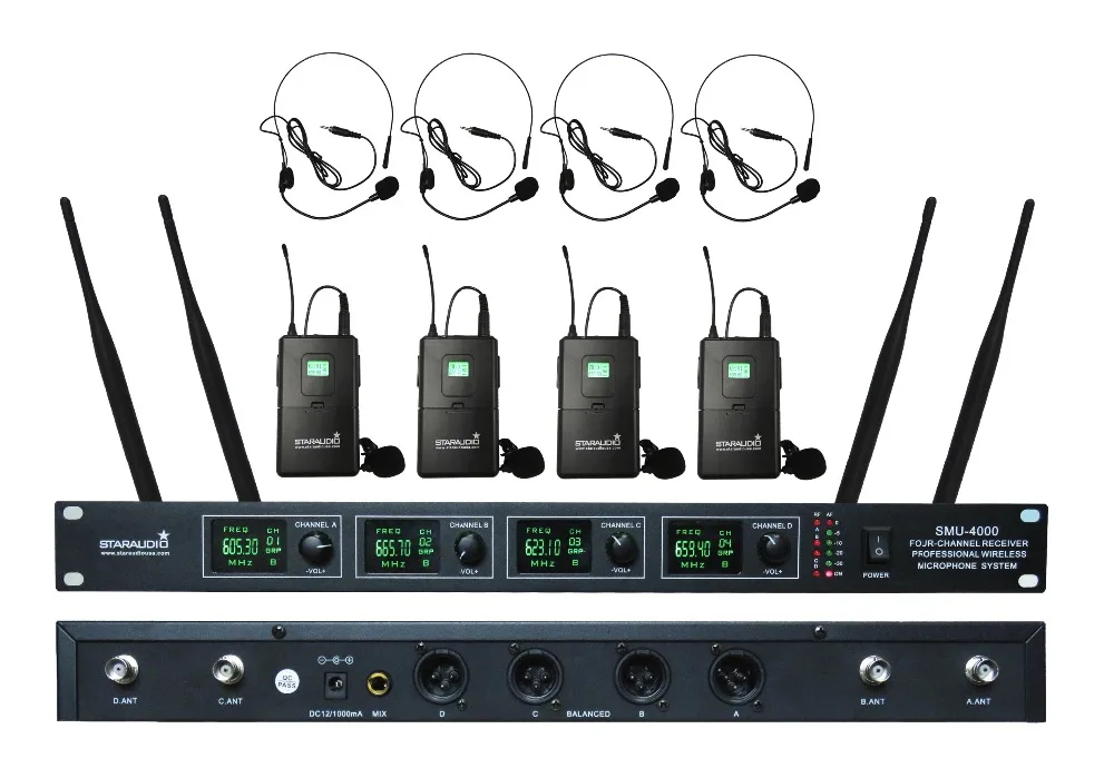 4CH UHF handheld&headset Mic  (2)