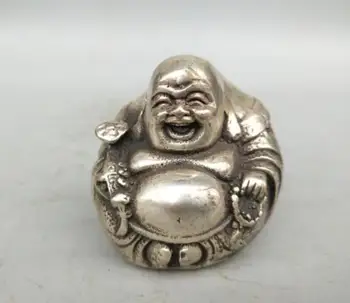 

Collection Tibetan silver hand carved maitreya Buddha small statue
