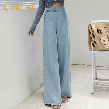 

Vintage Women High Waist Jeans 2019 Spring And Autumn Thin Flared Blue Trousers Women Loose Wide-Leg Jeans Casual Denim Pants