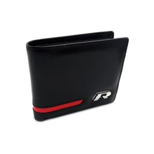 Cuero genuino Titular de La Cartera Del Bolso de Licencia de Conducir de Coche R Log Caja de Tarjeta de Crédito para VW R Golf 5 6 7 Jetta MK5 MK6 CC Tiguan Passat